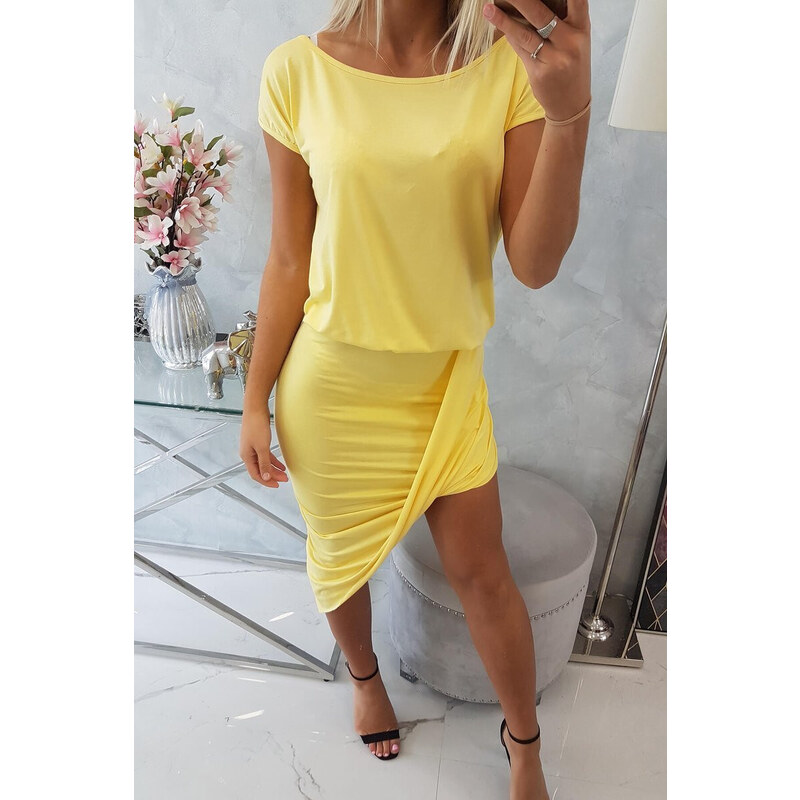 K-Fashion Asymetrické žluté šaty