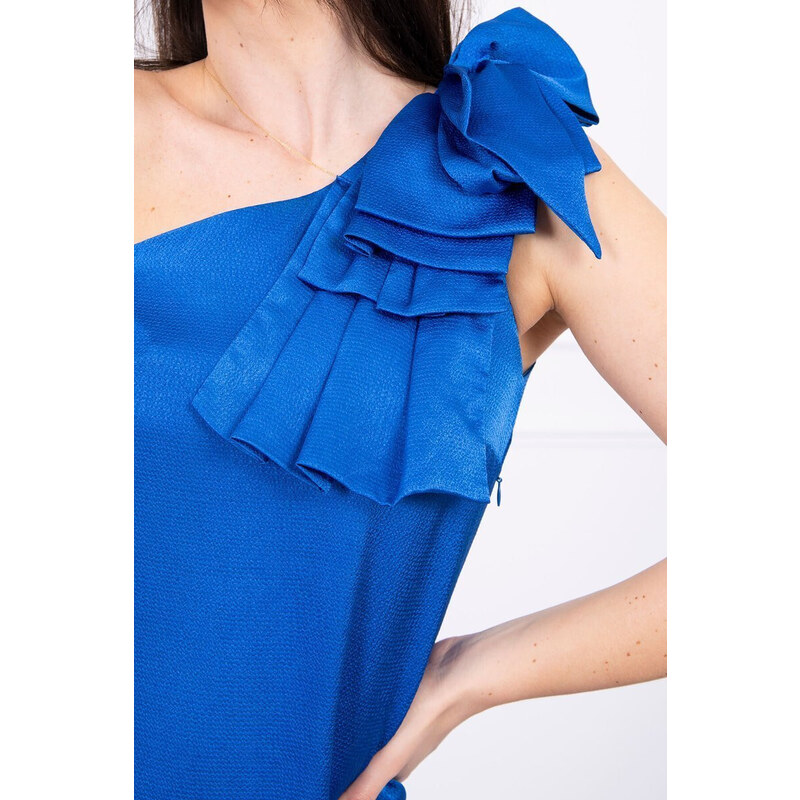 K-Fashion Šaty s mašlí na rameni v chrpově modré barvě