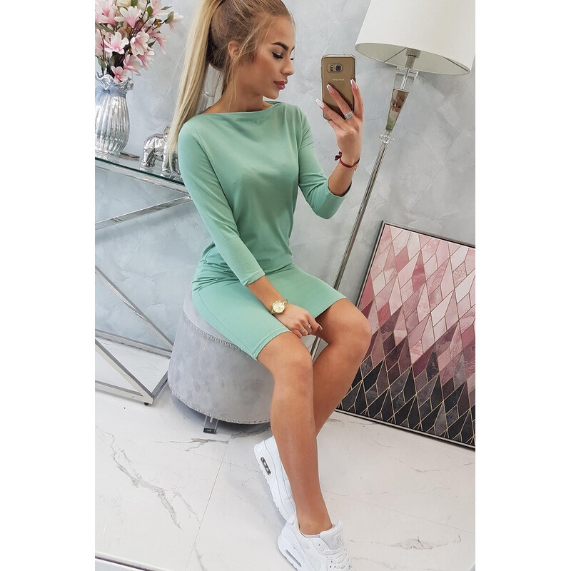 K-Fashion Klasické tmavě mátové šaty