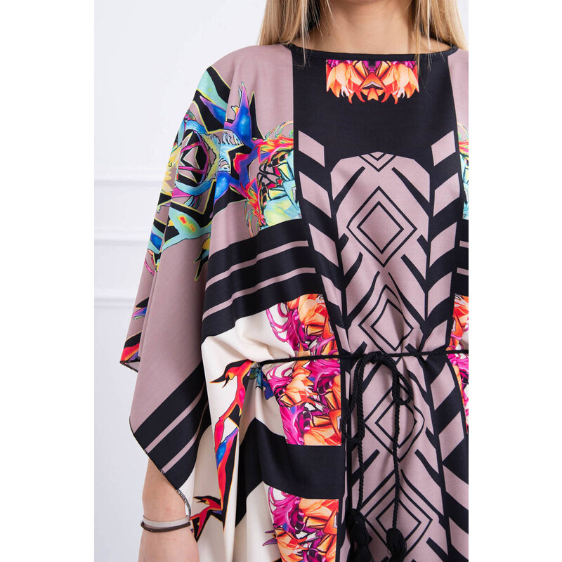 K-Fashion Netopýří šaty vázané v pase cappuccino 85019277