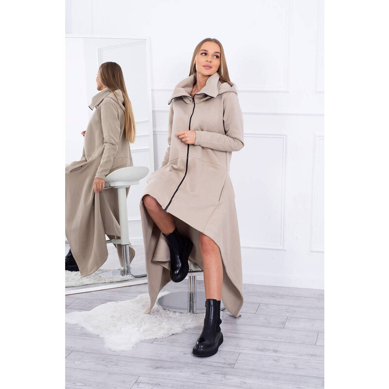 K-Fashion Zateplené šaty s delšími boky světle béžové 85019403