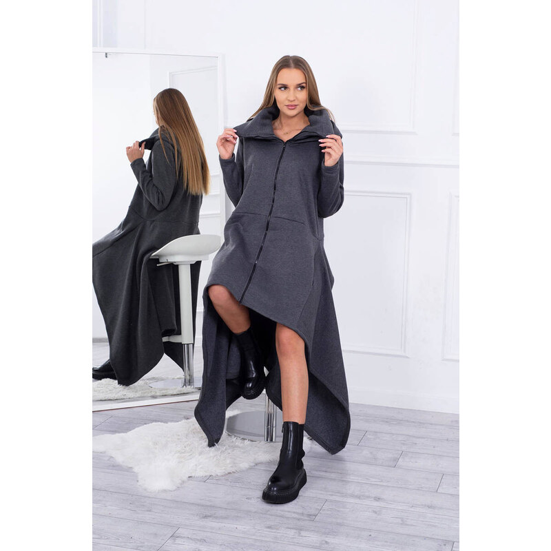 K-Fashion Zateplené šaty s delšími boky grafitové 85019406