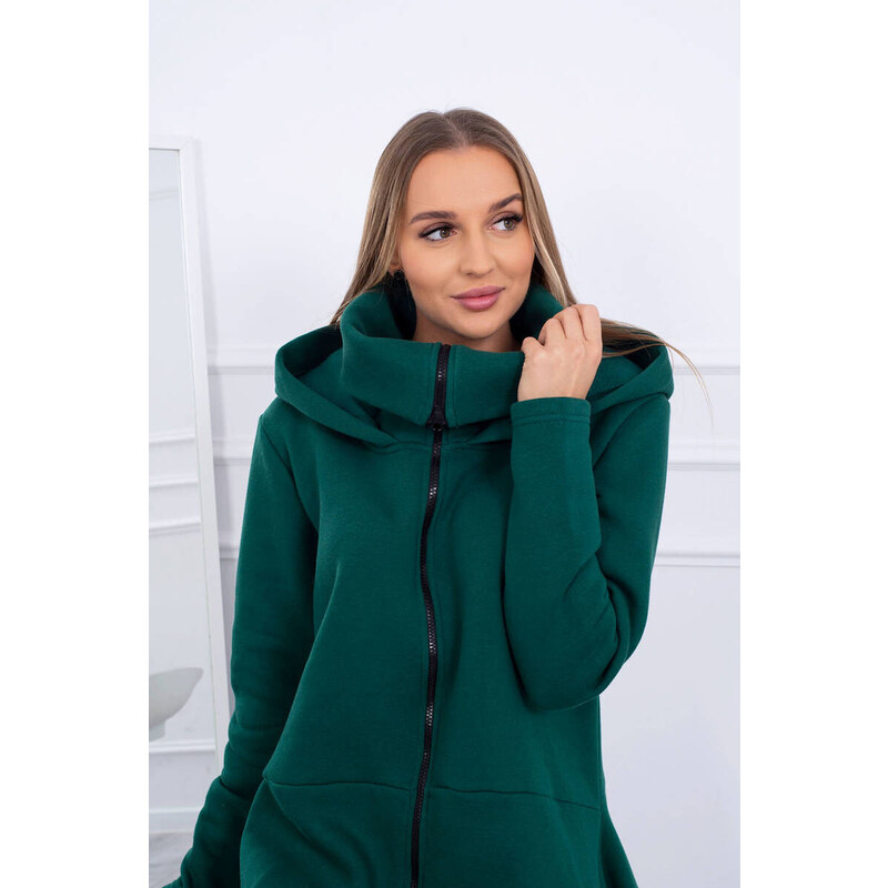 K-Fashion Zateplené šaty s delšími boky tmavě zelené 85019407
