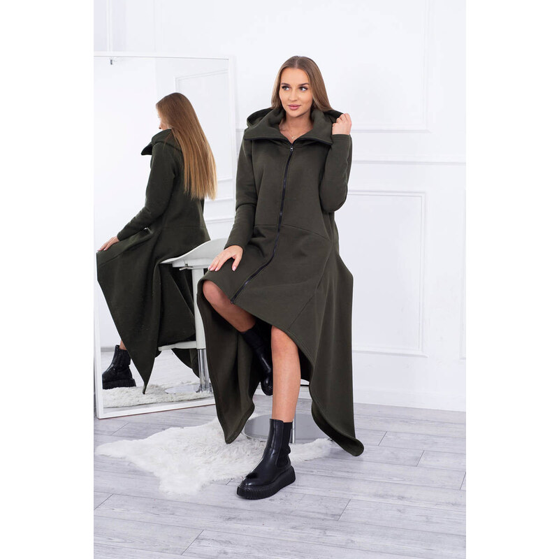 K-Fashion Zateplené šaty s delšími boky khaki 85019433