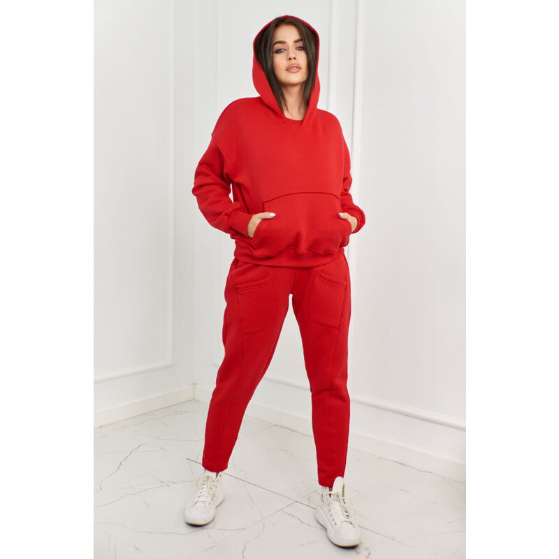K-Fashion Zateplená sada mikinových + kalhot červený 85175780