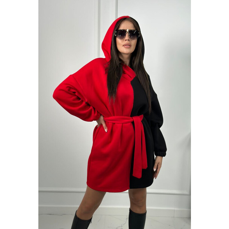 K-Fashion Izolovaná dvoubarevná mikina černá + červená