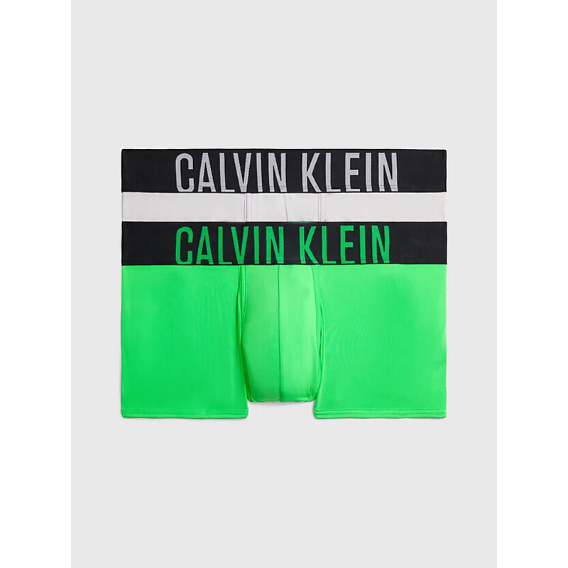 Pánské boxerky LOW RISE TRUNK 2PK 000NB2599A GXH bílo-zelené - Calvin Klein