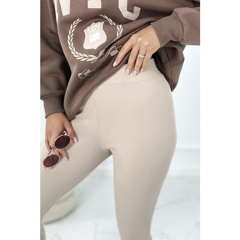 K-Fashion Bavlněná souprava, zateplená mikina + legíny hnědý