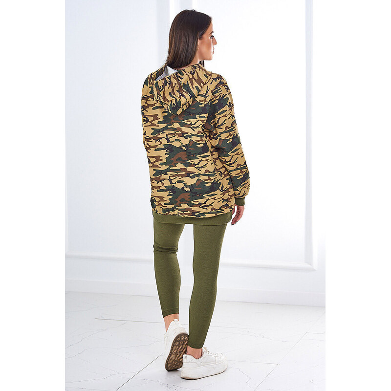 K-Fashion 3dílná souprava Vřesoviště halenka, top a legíny khaki