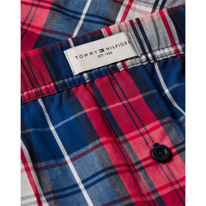 Pánské trenýrky 3P WOVEN BOXER PRINT UM0UM02847 0W1 červené-tm.modré-káro - Tommy Hilfiger