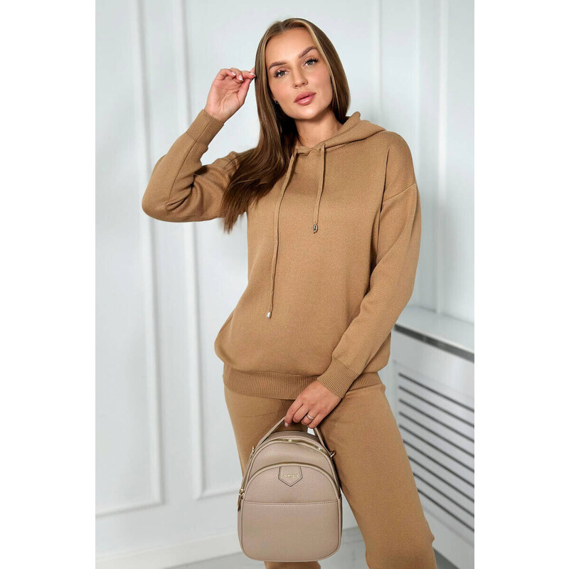 K-Fashion Svetr set Mikina + Kalhoty velbloud