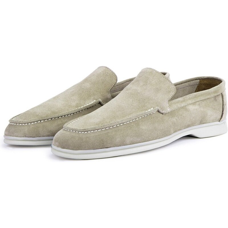 Ducavelli Facile Suede Genuine Leather Men's Casual Shoes. Loafers Shoes Sand Beige.