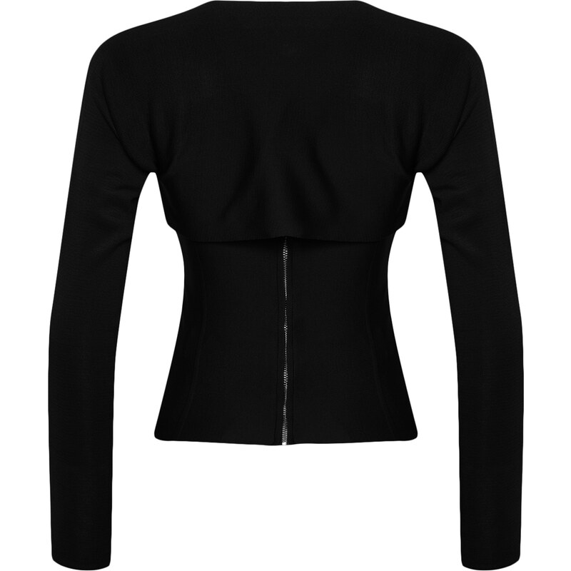 Trendyol černá halenka-Bolero dvojitý oblek pletený svetr