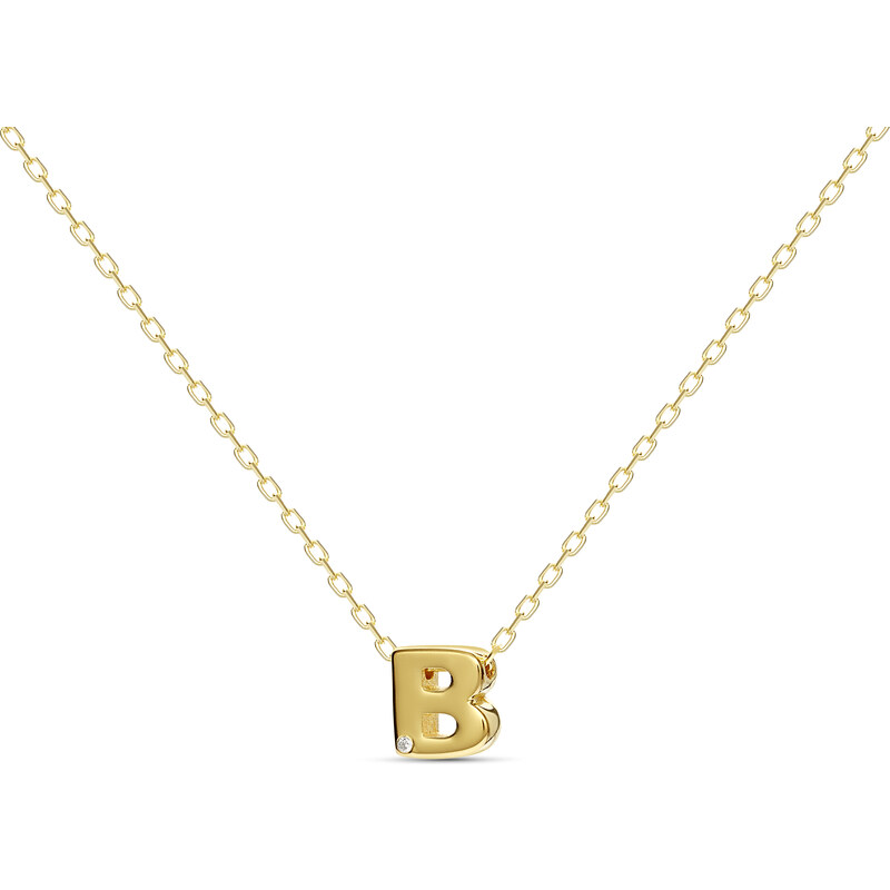 MOSUO Pozlacený náhrdelník Letter B s diamantem 87158935