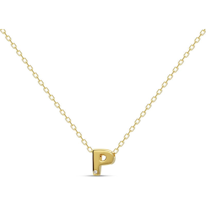 MOSUO Pozlacený náhrdelník Letter P s diamantem 87158946