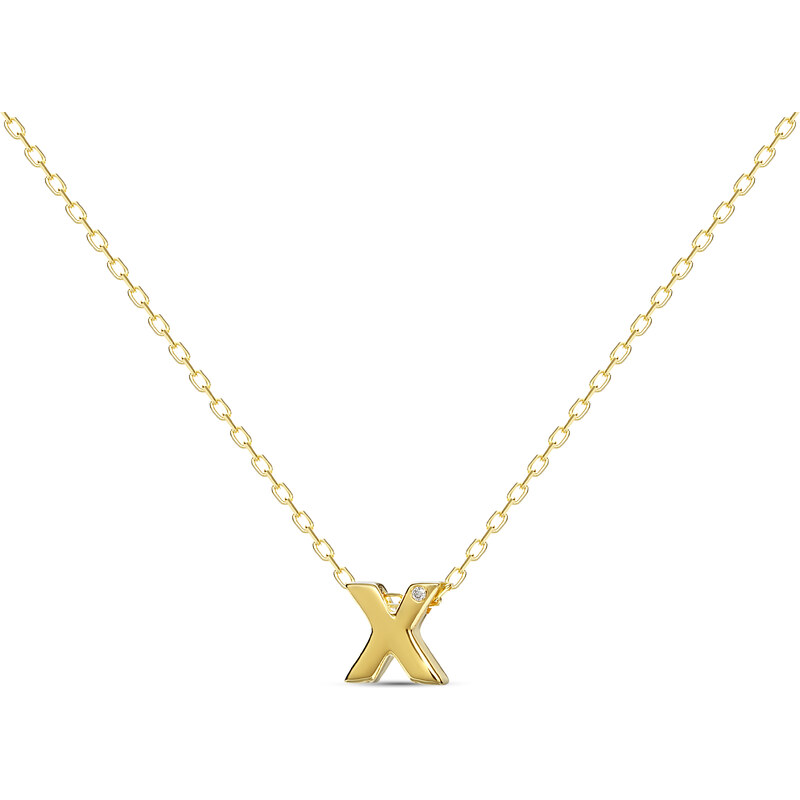 MOSUO Pozlacený náhrdelník Letter X s diamantem 87158953