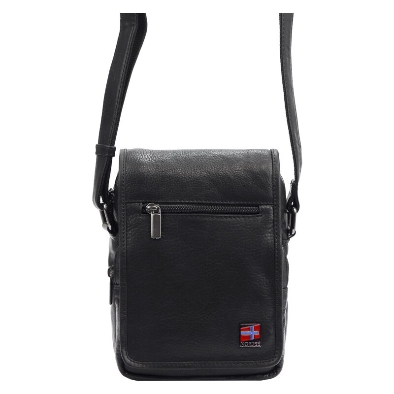 Malá/střední pánská kožená crossbody taška Nordee no. 2021 černá