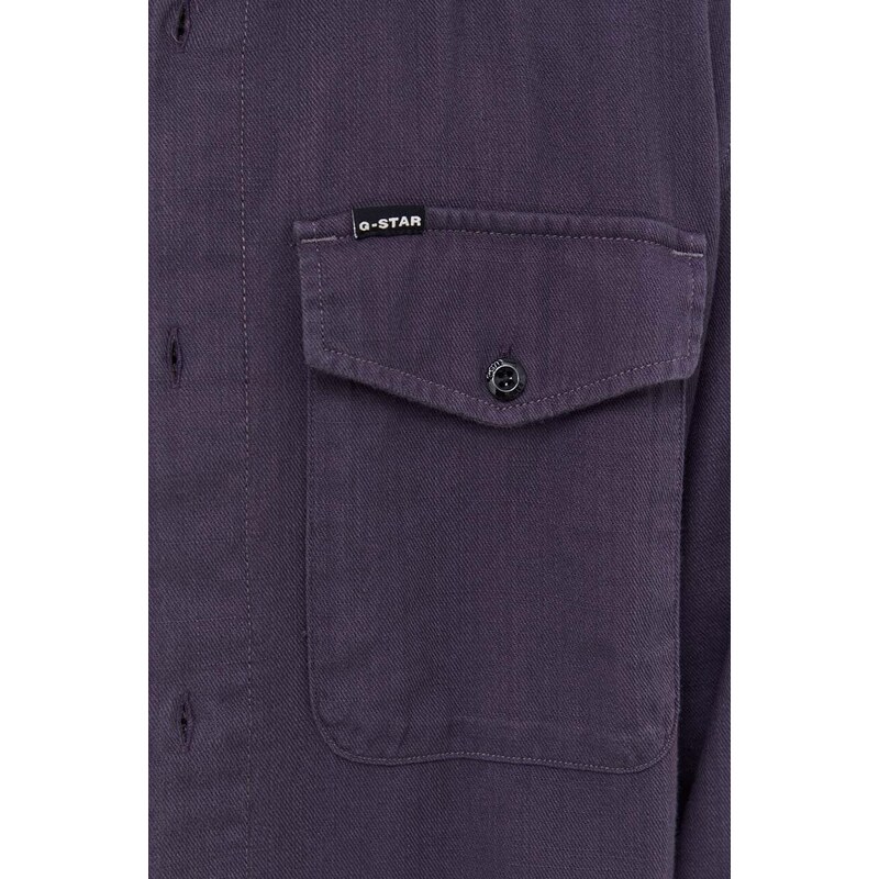 Košile G-Star Raw fialová barva, slim, s klasickým límcem