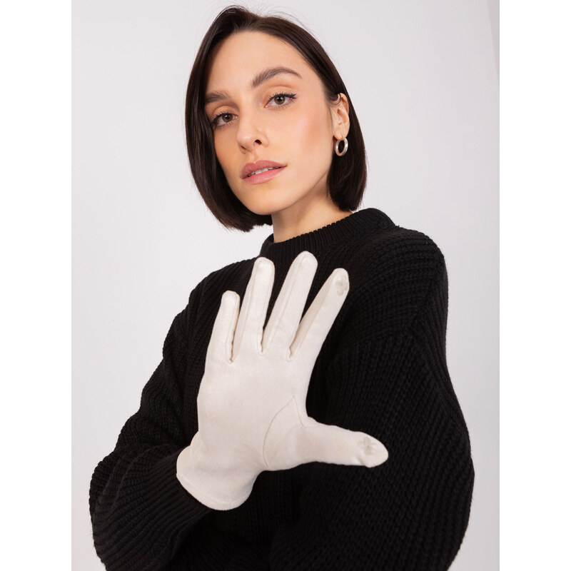 Fashionhunters Světle béžové dámské rukavice