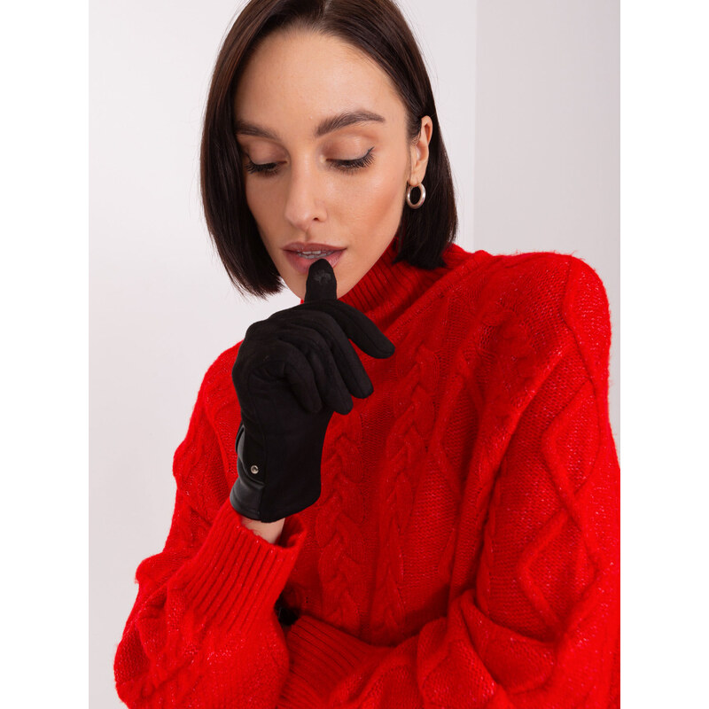 Fashionhunters Černé dámské rukavice s dotykovou funkcí
