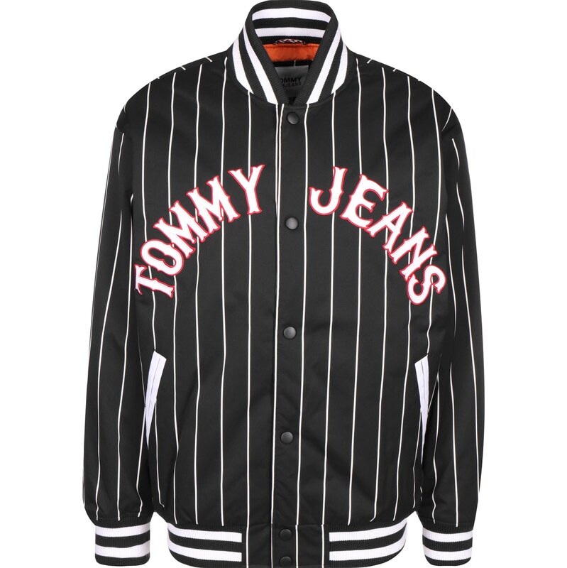 Tommy Jeans Přechodná bunda červená / černá / bílá
