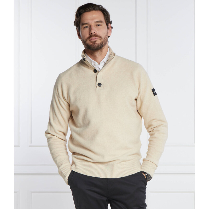 Calvin Klein Svetr LYCRA BLEND BUTTON QUARTER ZIP | Regular Fit