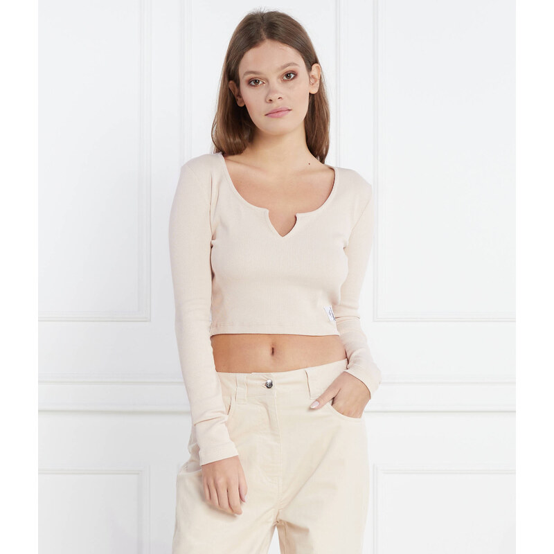 Calvin Klein Jeans Top SPLIT COLLAR RIB | Regular Fit