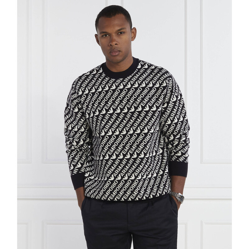 Emporio Armani Svetr PULLOVER | Regular Fit | s příměsí vlny