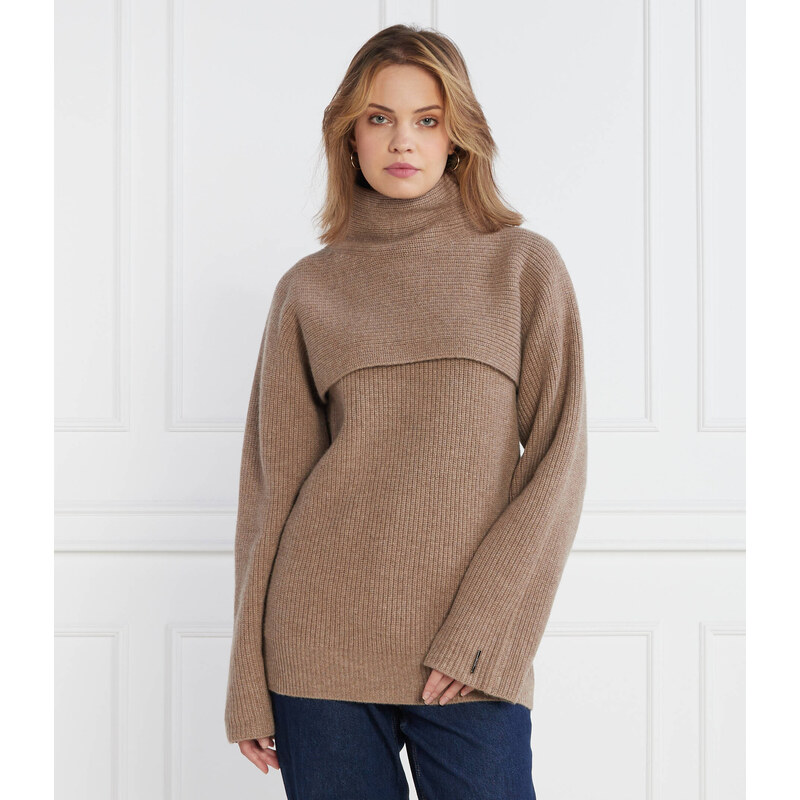 Calvin Klein Vlněný rolák RECYCLED OVERLAY SWEATER | Regular Fit