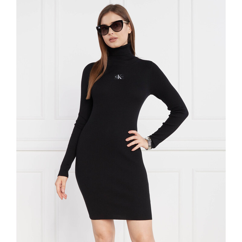 Calvin Klein Jeans Šaty BADGE ROLL NECK