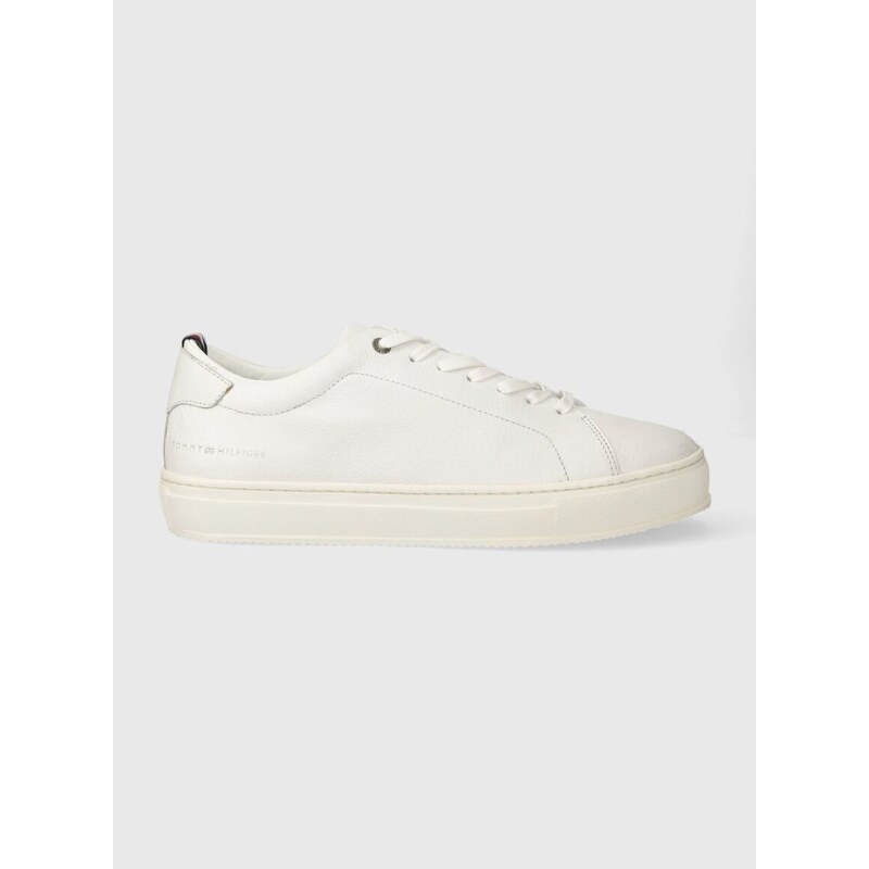 Kožené sneakers boty Tommy Hilfiger PREMIUM CUPSOLE GRAINED LTH bílá barva, FM0FM04893