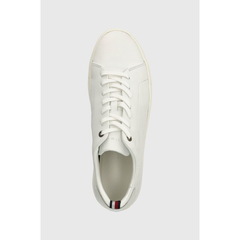 Kožené sneakers boty Tommy Hilfiger PREMIUM CUPSOLE GRAINED LTH bílá barva, FM0FM04893