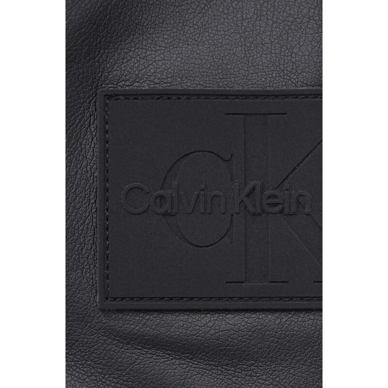 Košilová bunda Calvin Klein Jeans černá barva, oversize