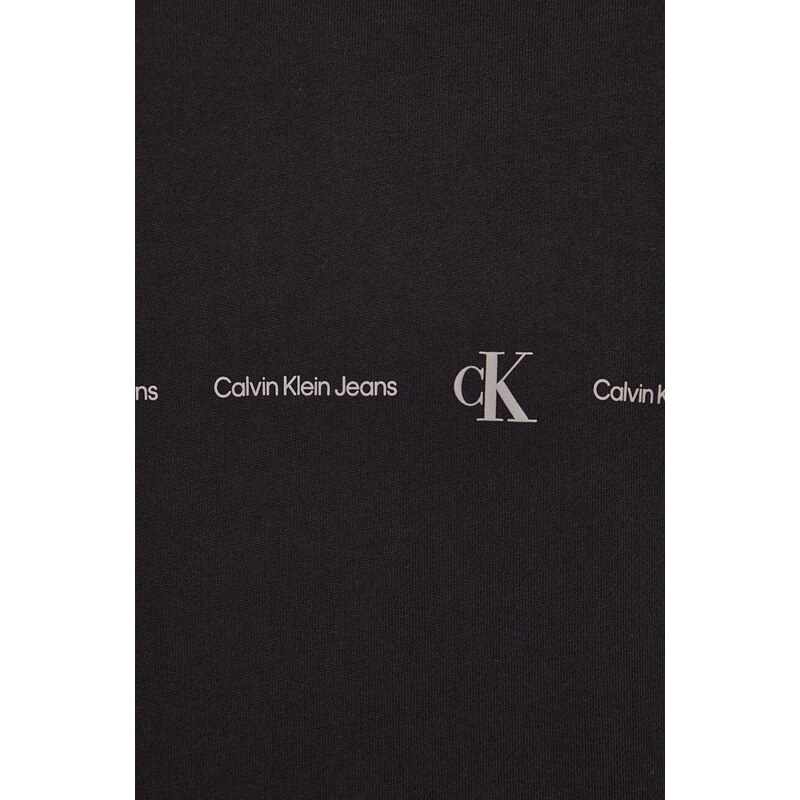 Bavlněná mikina Calvin Klein Jeans pánská, černá barva, s potiskem