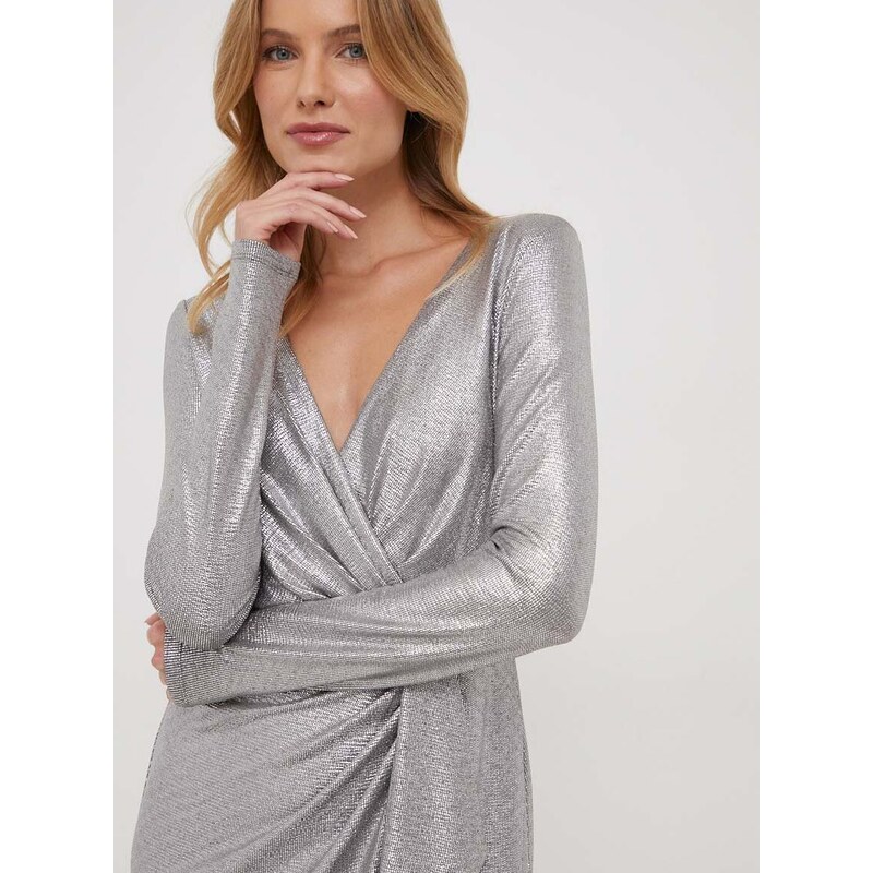 Šaty Lauren Ralph Lauren stříbrná barva, mini
