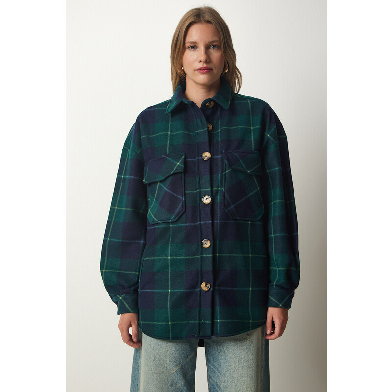 Happiness İstanbul Dámská bunda Emerald Lumberjack Fleece Shirt Jacket