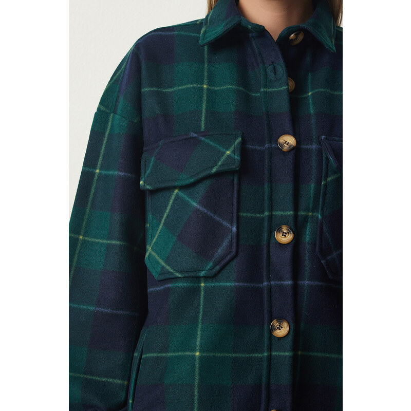 Happiness İstanbul Dámská bunda Emerald Lumberjack Fleece Shirt Jacket
