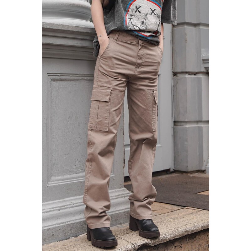 Madmext Stone Colored Cargo Pants With Pocket Detail