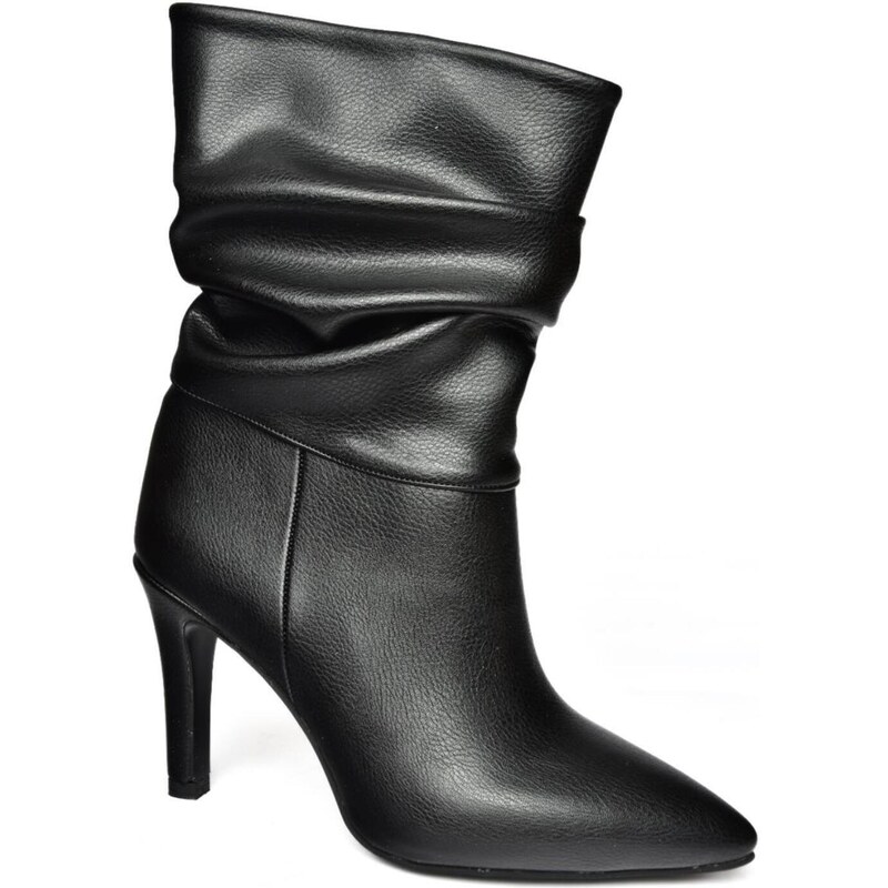 Fox Shoes R404020309 Women's Black Thin Heeled Pleated Boots