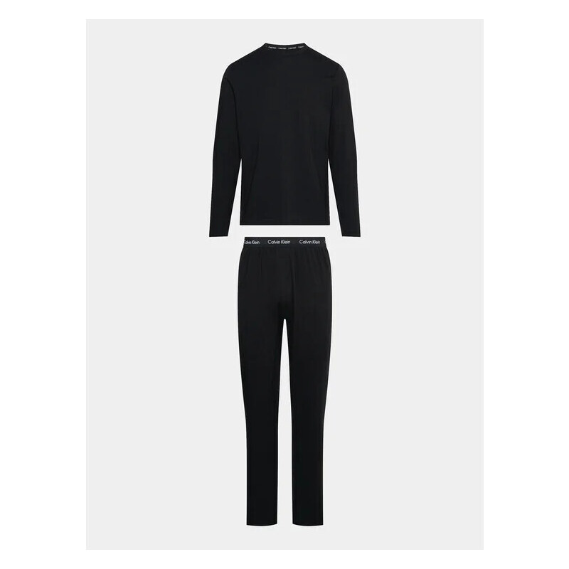 Pánské pyžamo L/S PANT SET 000NM2510E UB1 černé - Calvin Klein