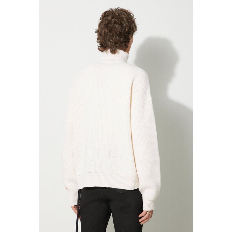 Vlněný svetr Heron Preston Hpny Knit Rollneck pánský, béžová barva, s golfem, HMHA006F23KNI0010410