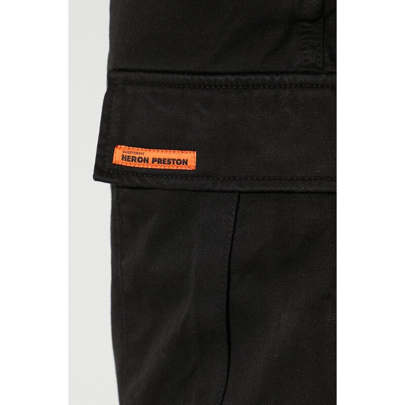 Bavlněné kalhoty Heron Preston Vintage Wash Cargo Pants černá barva, jednoduché, HMCF012F23FAB0031000