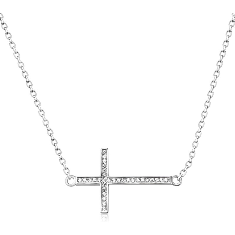 Stříbrný náhrdelník se zirkonovým křížkem - Meucci SN139