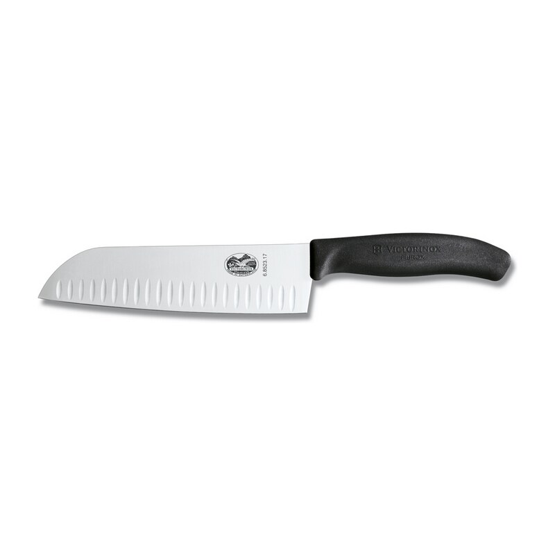 Victorinox - Kuchyňský nůž Swiss Classic Santoku 17cm s vroubky - černý