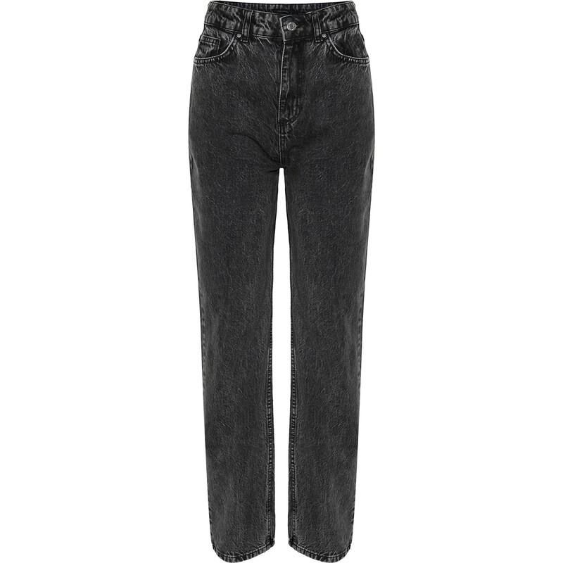 Trendyol Antracit Rovné džíny s vysokým pasem