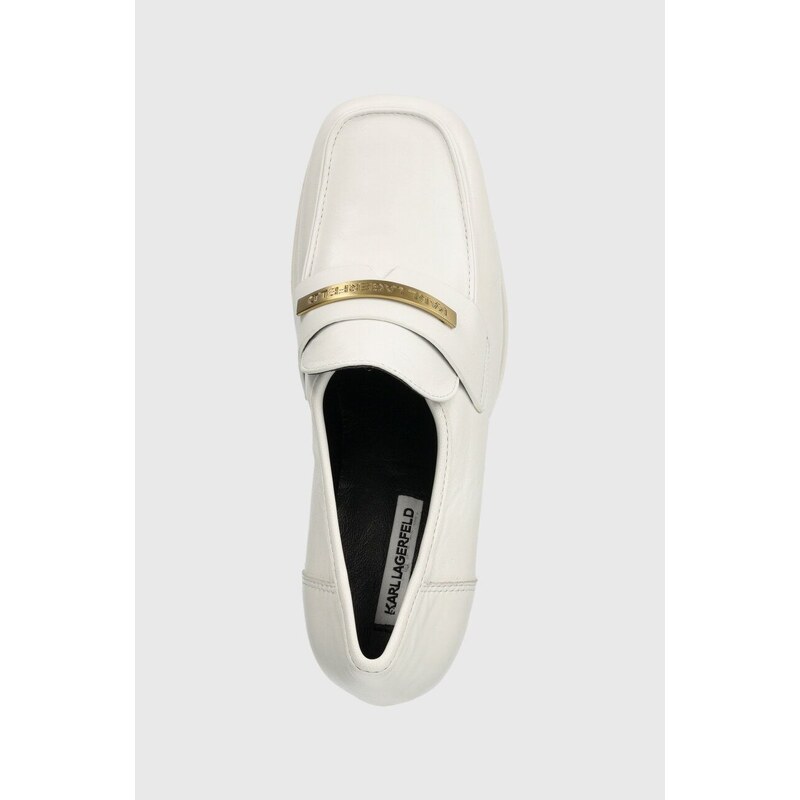 Kožené lodičky Karl Lagerfeld Strada bílá barva, na podpatku, KL30133