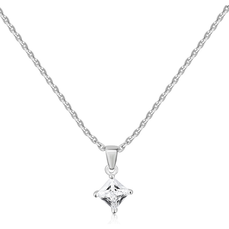 Stříbrný náhrdelník s hranatým čirým zirkonem - Meucci SS283N 87250870