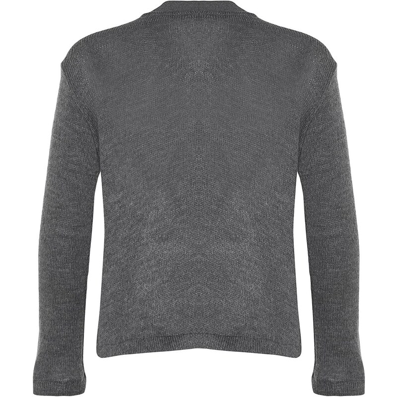 Trendyol antracitový pletený svetr s kulatým výstřihem