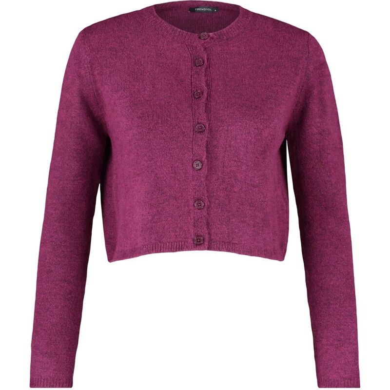 Trendyol Purple Crop Soft Textured Button Detailed Blouse Cardigan Knitwear Suit