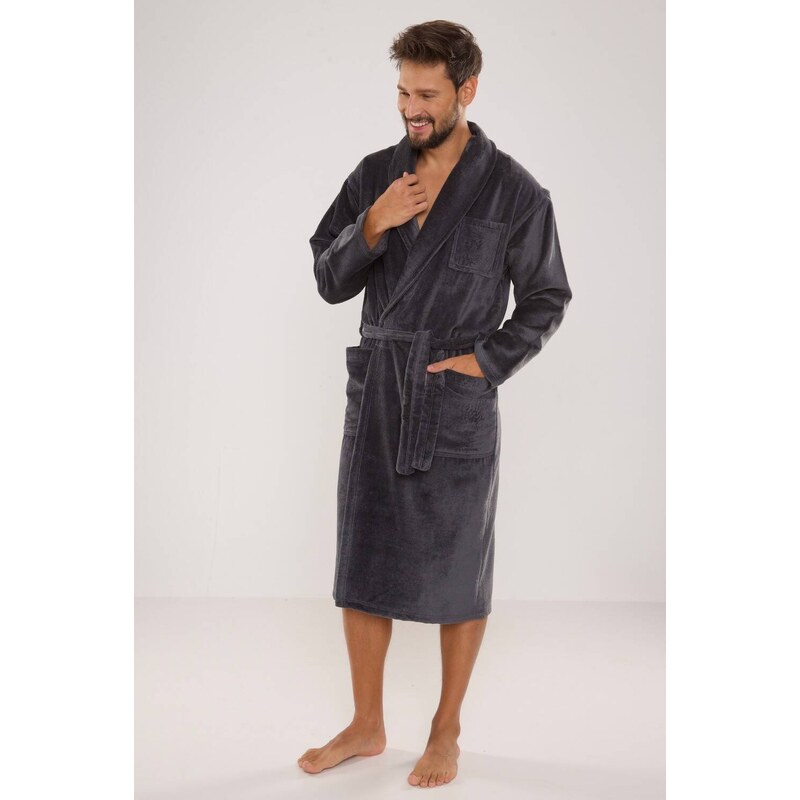 Men's bathrobe De Lafense 803 M-2XL grey 045